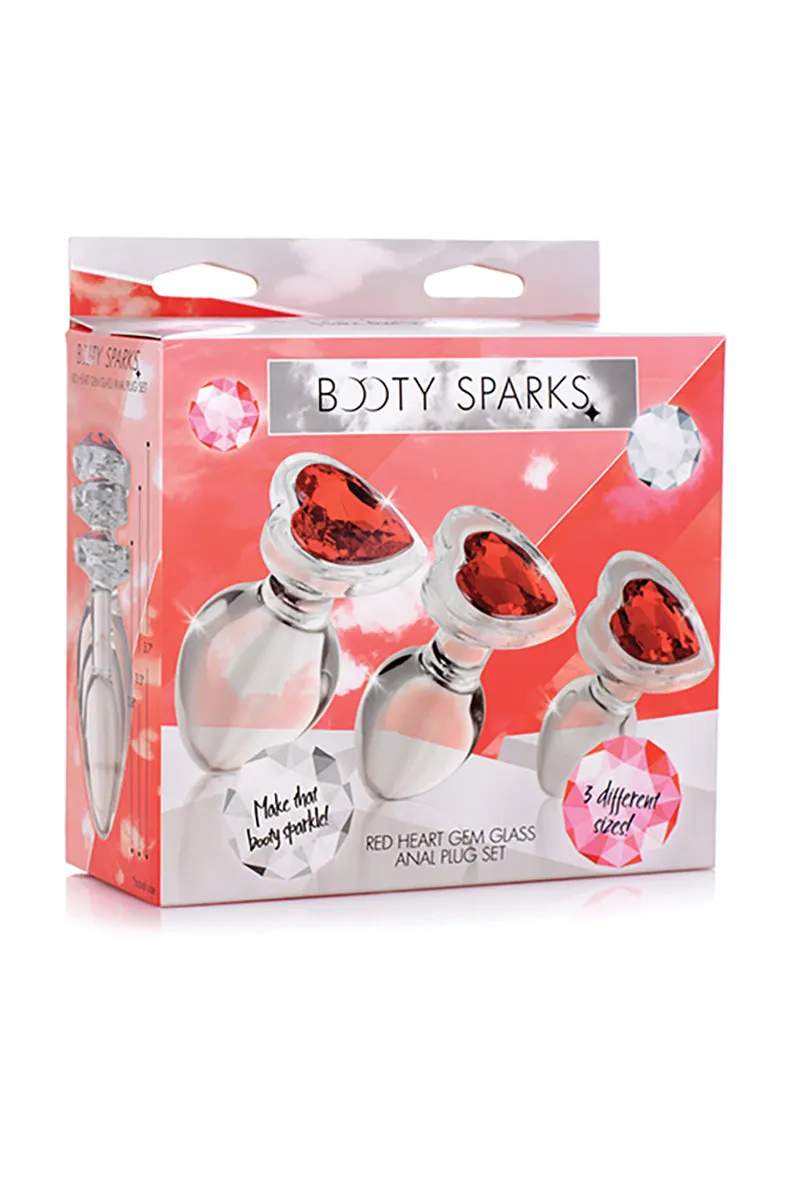 Red Heart Glass Butt Plug Set