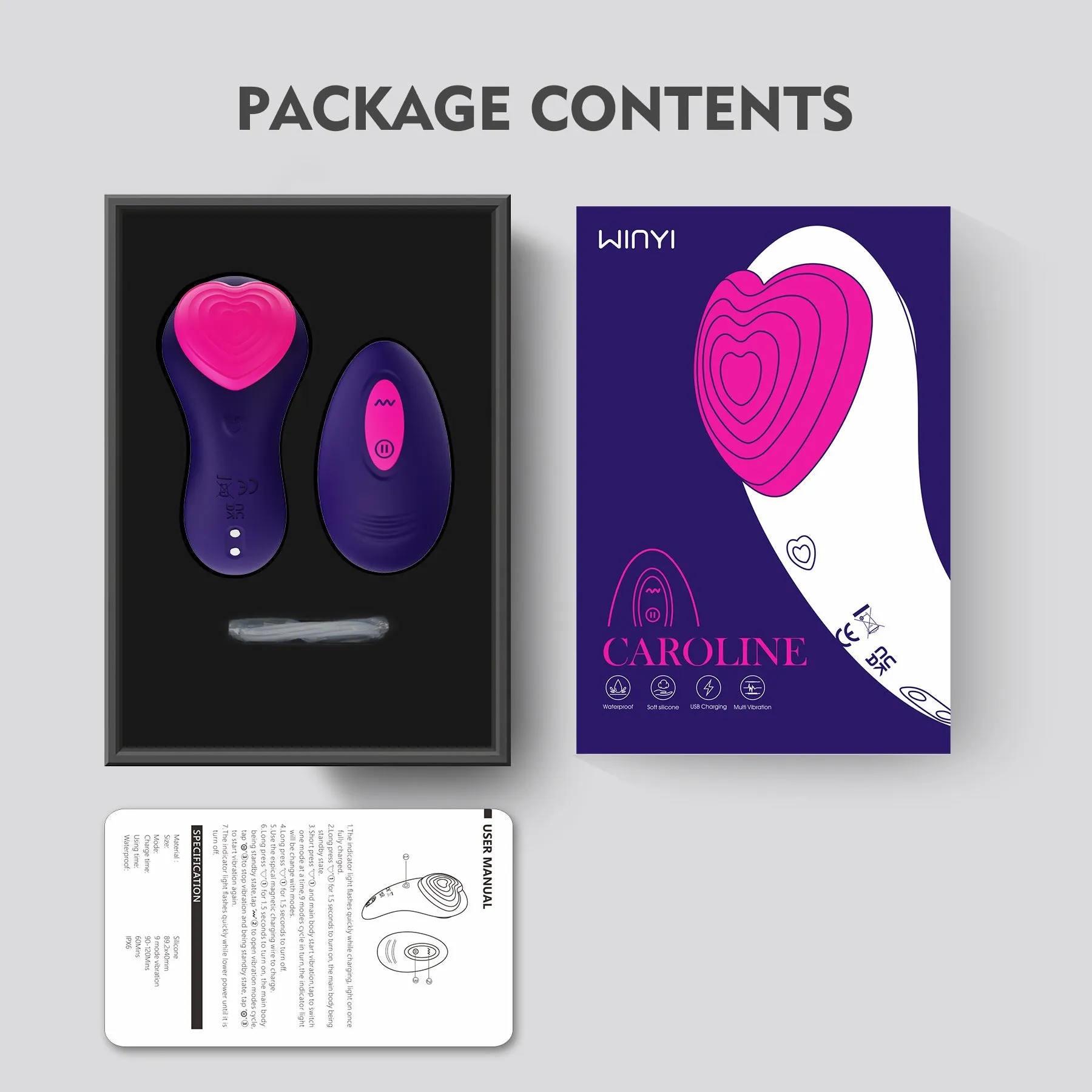 Remote Control Panty Vibrator - Wearable Clit Stimulator Heartring Magnetic Female Sex Toys
