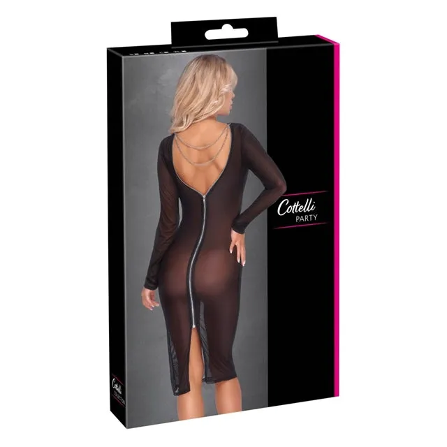 Rochie sexy COTTELLI Party Dress. lenjerie erotică din plasă cu lanț și fermoar pe spate. culoare negru. mărime S