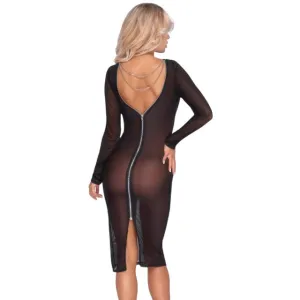 Rochie sexy COTTELLI Party Dress. lenjerie erotică din plasă cu lanț și fermoar pe spate. culoare negru. mărime S