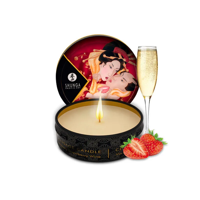 Shunga Erotic Massage Candle Strawberry Wine - Travel Size 30ml (1 oz.)