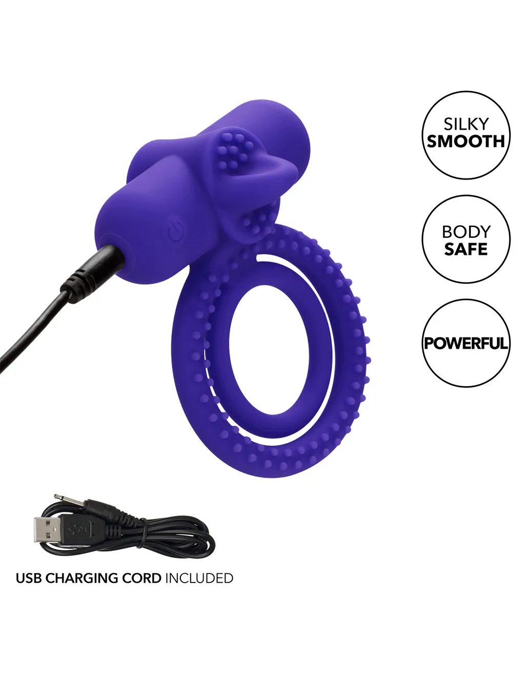 Silicone Rechargeable Dual Climaxer Vibrating Ring