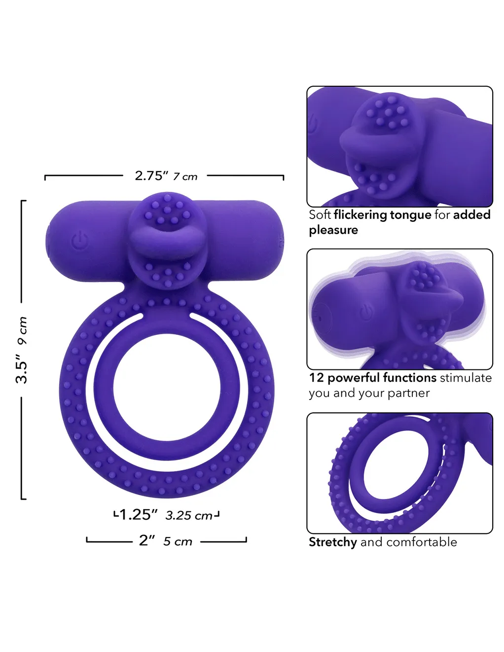 Silicone Rechargeable Dual Climaxer Vibrating Ring