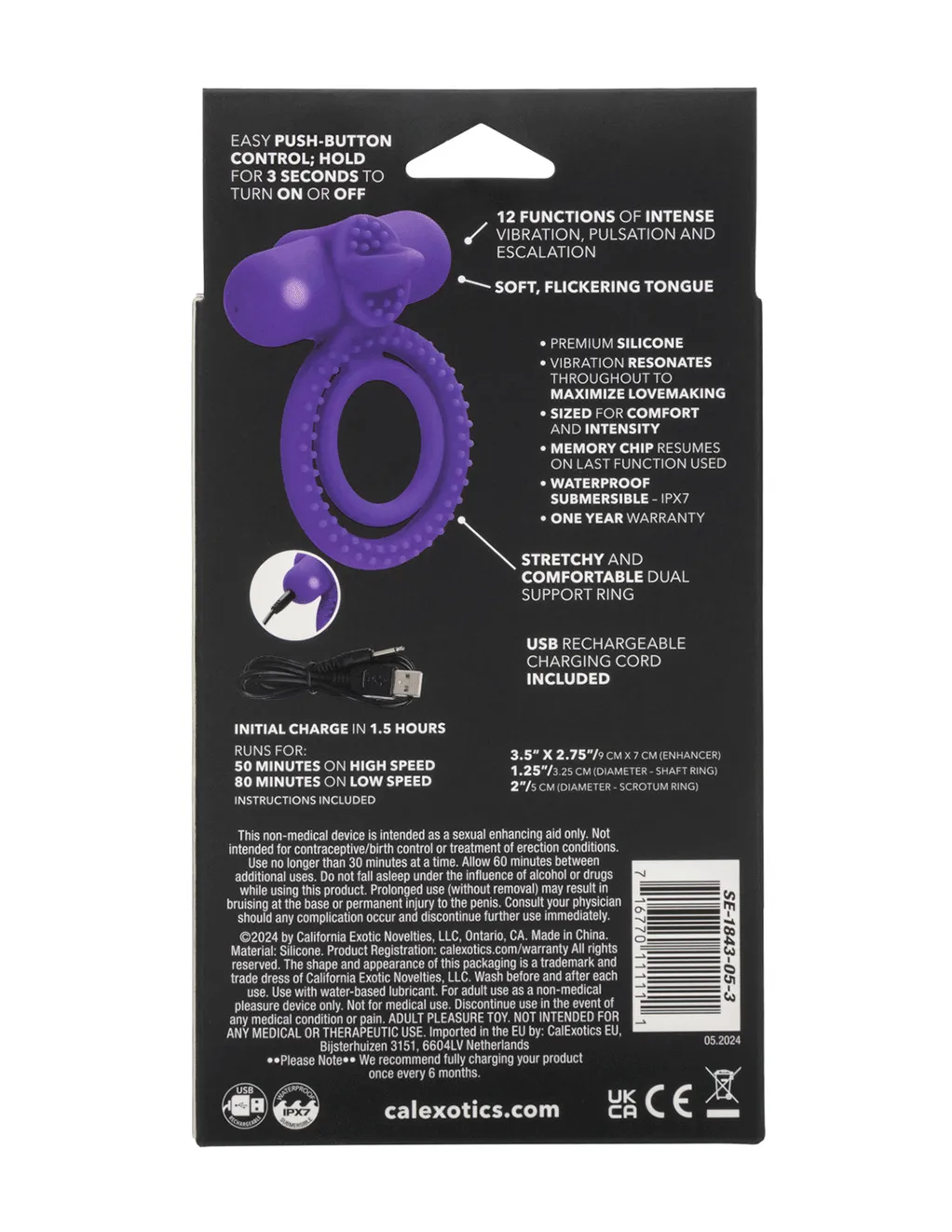 Silicone Rechargeable Dual Climaxer Vibrating Ring