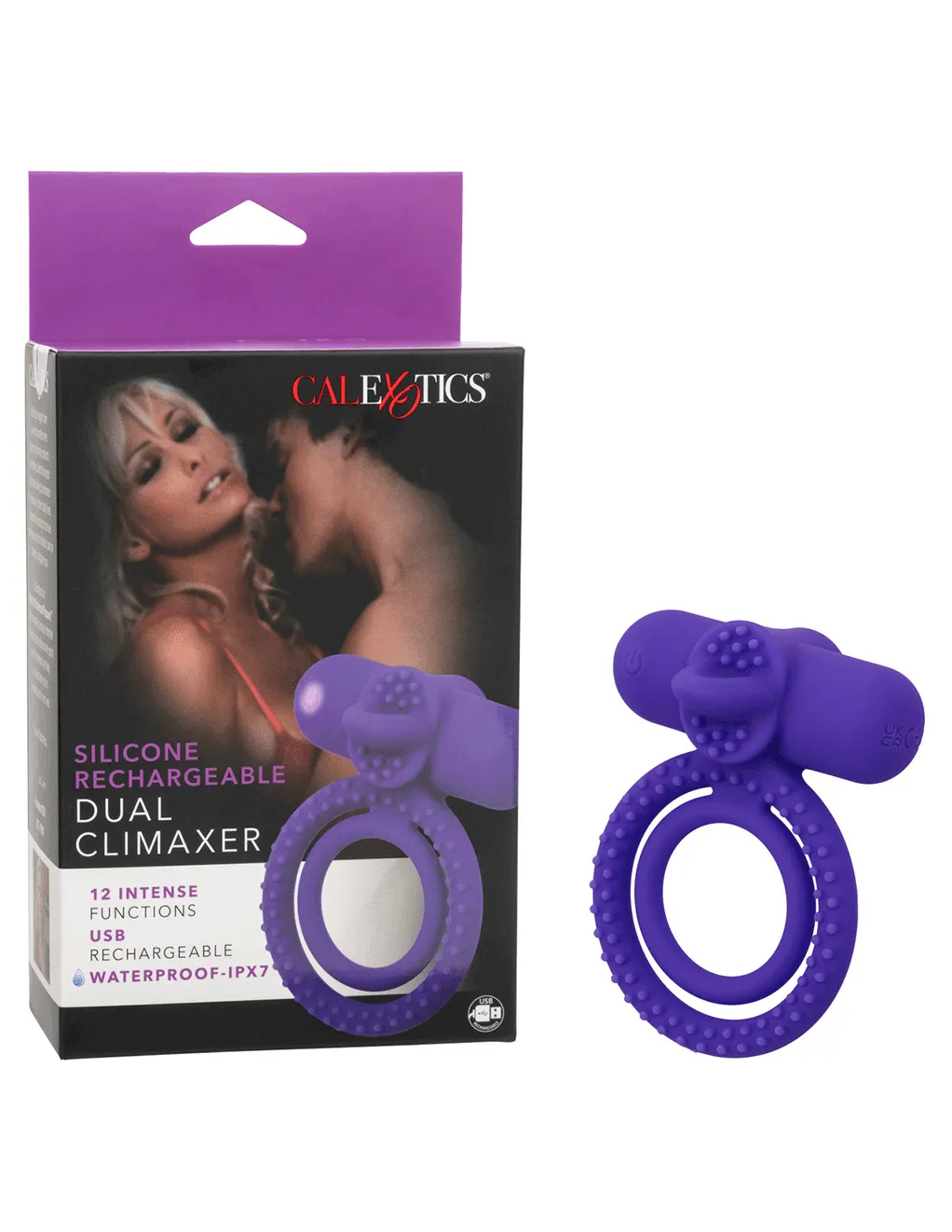 Silicone Rechargeable Dual Climaxer Vibrating Ring