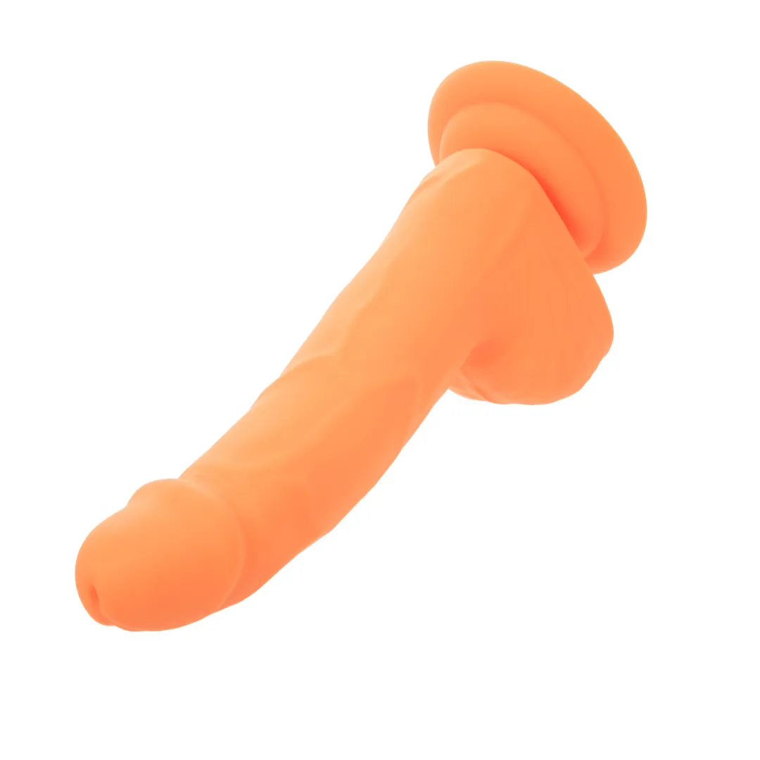 Silicone Stud 8 Inch Suction Cup Dildo - Orange