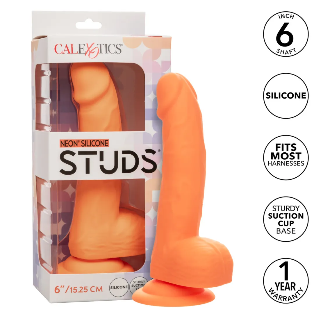 Silicone Stud 8 Inch Suction Cup Dildo - Orange