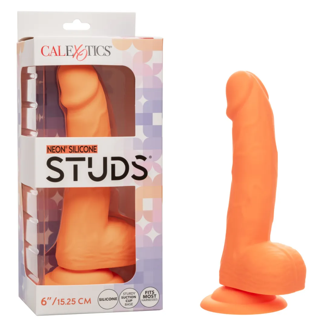 Silicone Stud 8 Inch Suction Cup Dildo - Orange