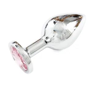 Silver Butt Plug Light Pink Large