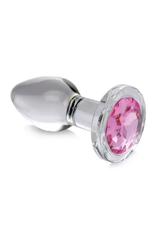 Small Glass Pink Gem Butt Plug