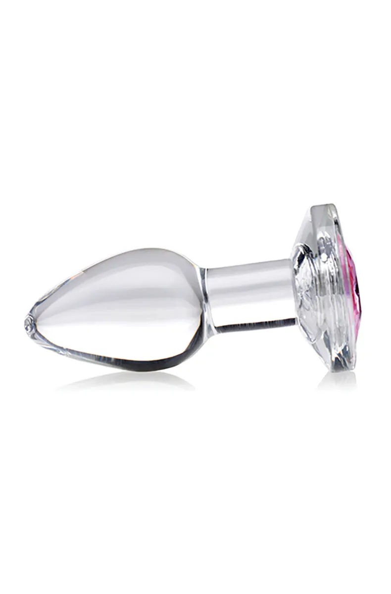 Small Glass Pink Gem Butt Plug