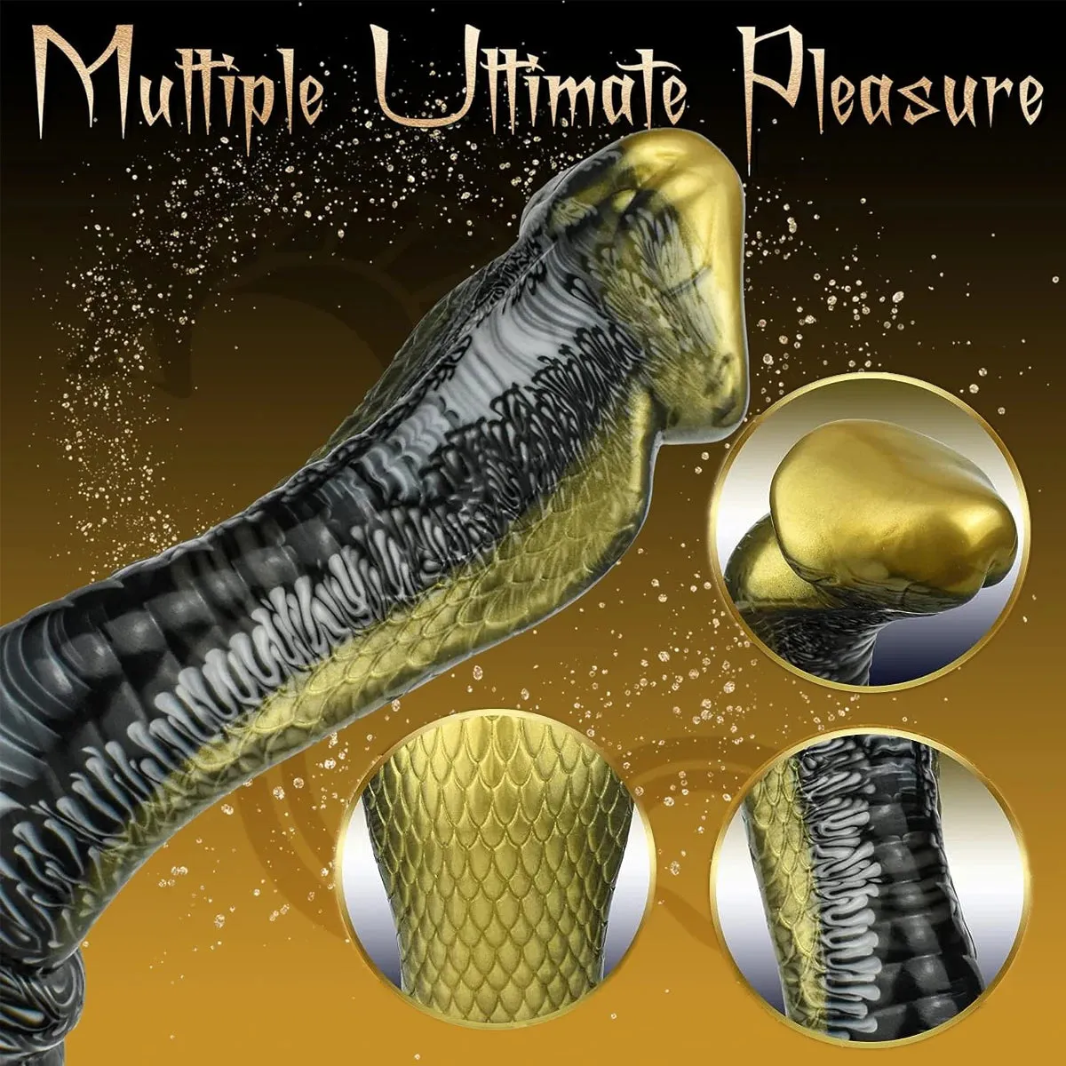 Snake Monsterdildo Butt Plug - Big Golden Fantasy Dildos Animal Vagina Anal Sex Toys
