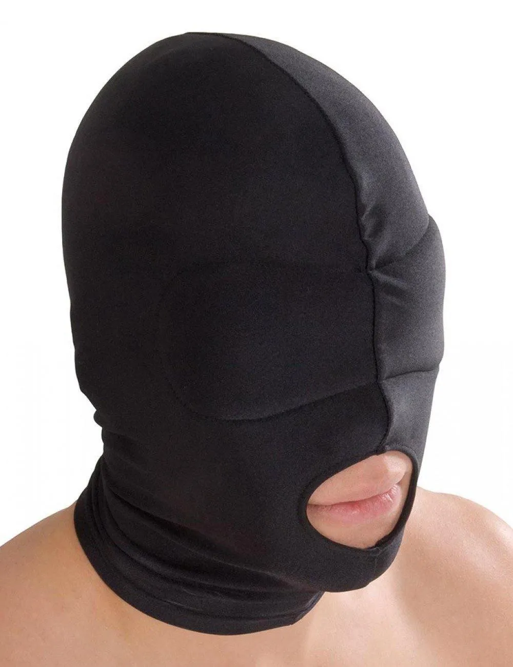 Spandex Hood w/blindfold and open mouth. snug-fit