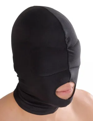 Spandex Hood w/blindfold and open mouth. snug-fit