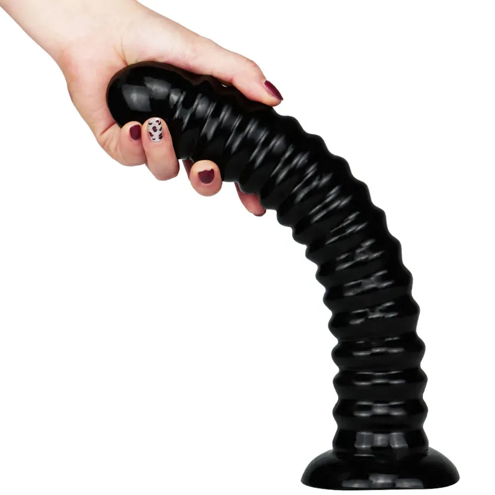 Strapless Strap On Black Dildo - Big Threads Silicone Anal Dildo Butt Plug