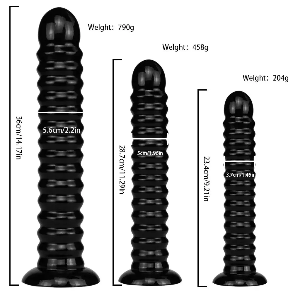 Strapless Strap On Black Dildo - Big Threads Silicone Anal Dildo Butt Plug