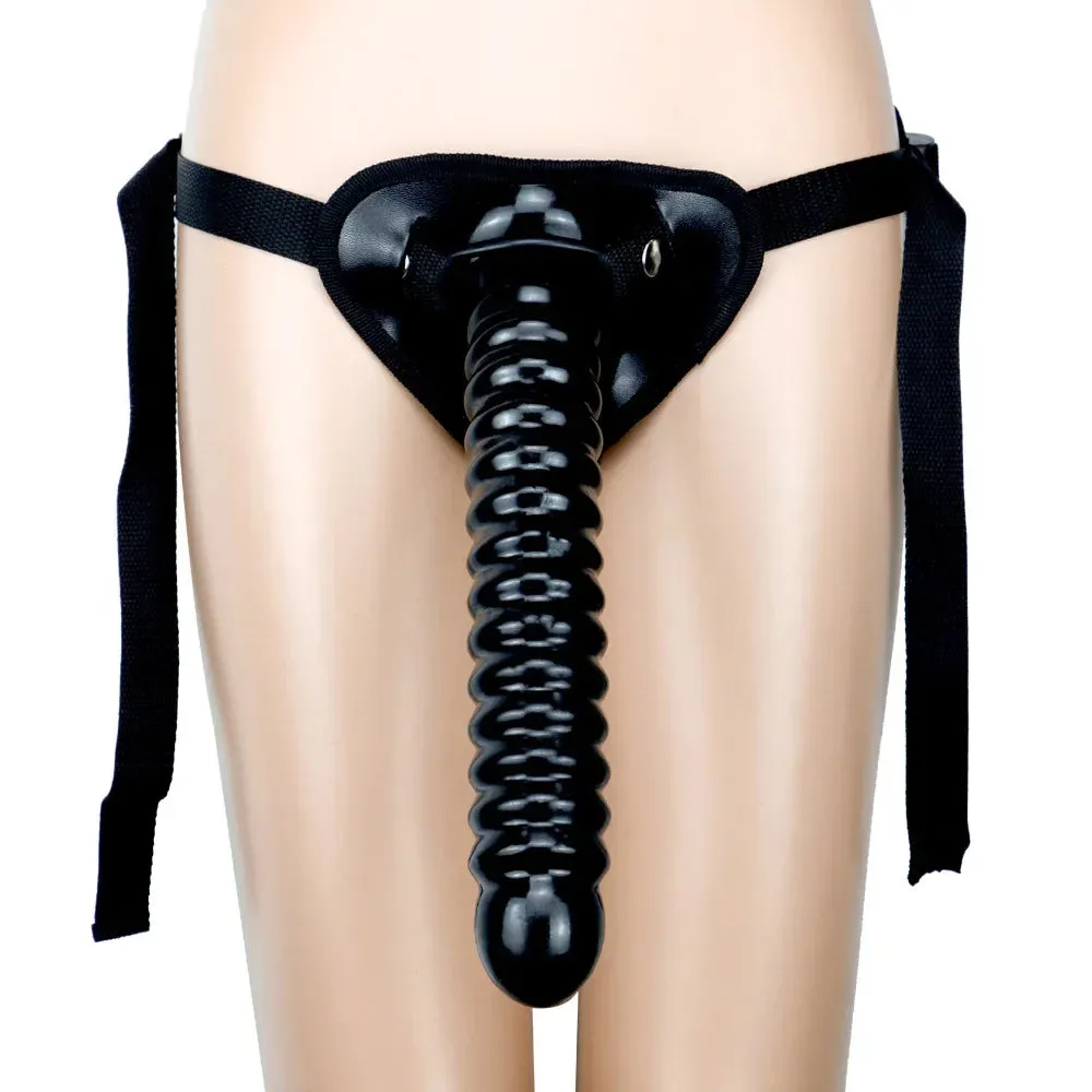 Strapless Strap On Black Dildo - Big Threads Silicone Anal Dildo Butt Plug