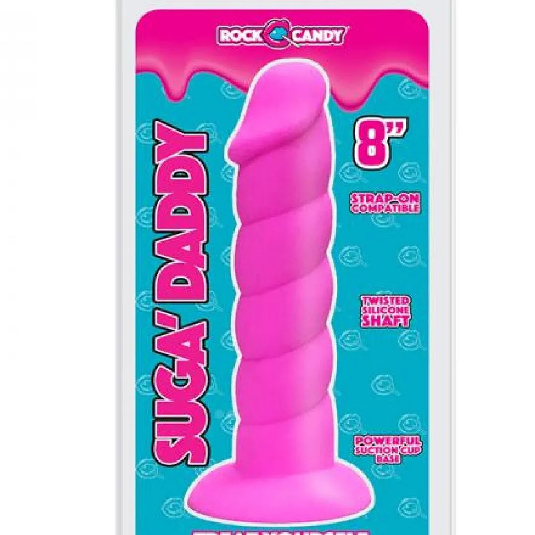 Suga Daddy 8 Inch Swirled Pink Silicone Dildo