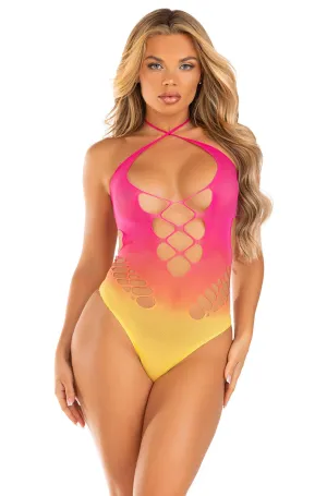 Sunset Ombre Halter Seamless Bodysuit