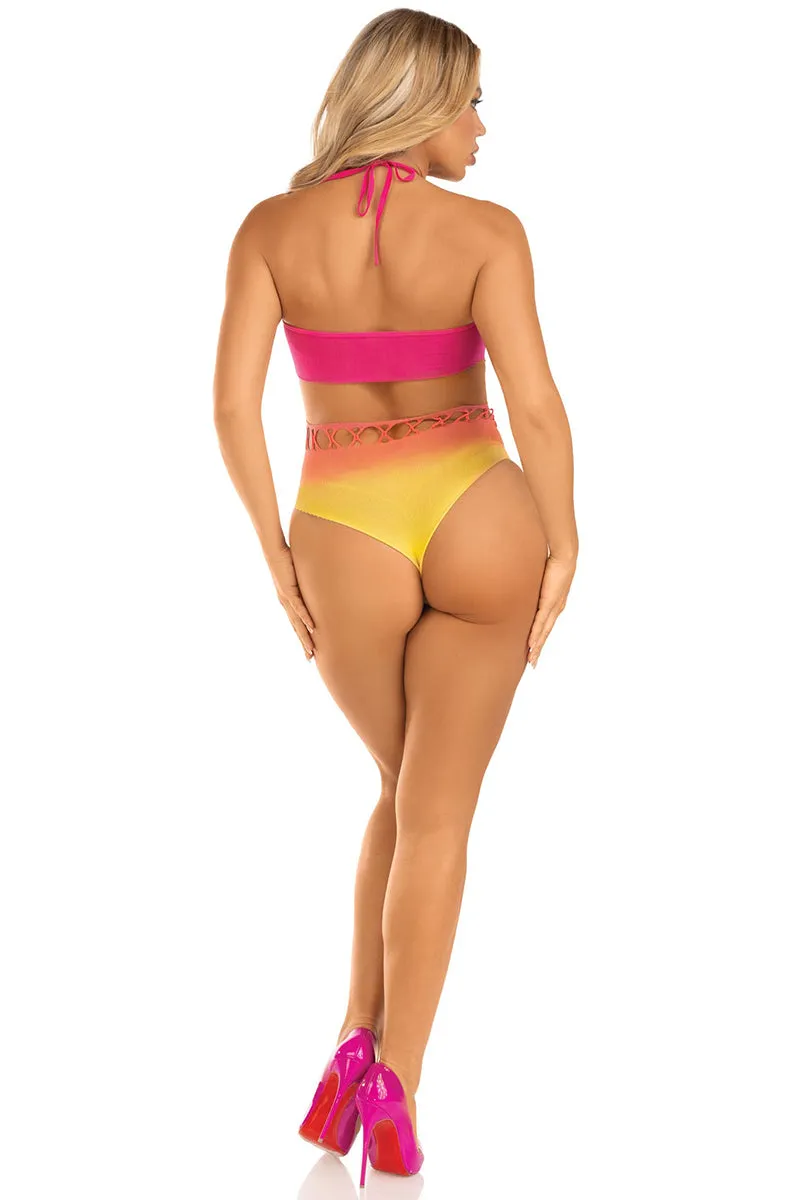 Sunset Ombre Halter Seamless Bodysuit