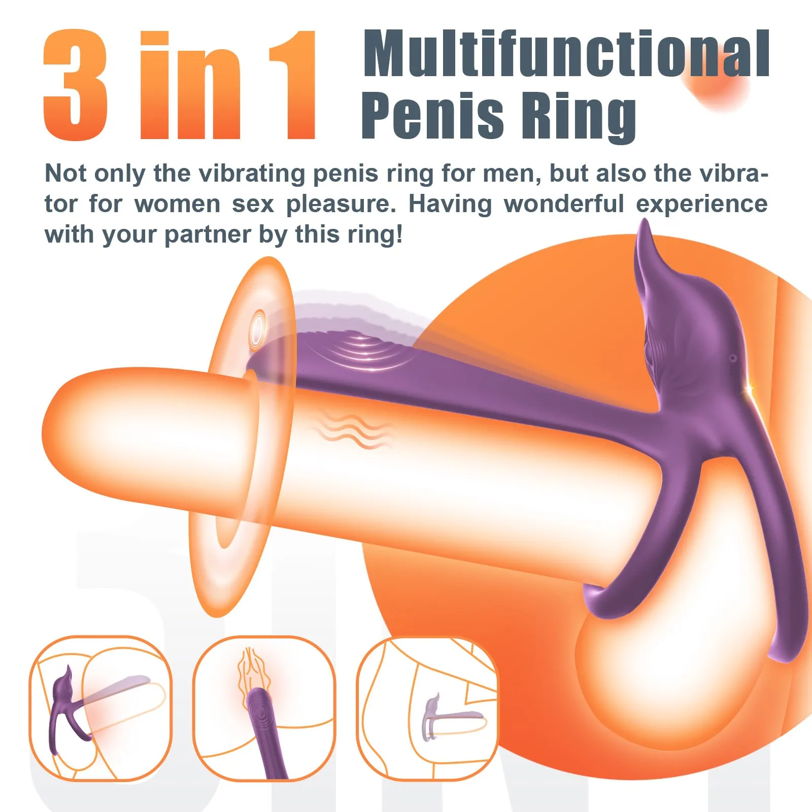 Zappy | 3 in 1 Multifunctional Penis Cock Ring with 10 Vibrating Modes